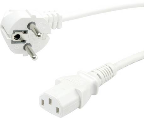 VALUE Netzkabel, CEE7/7-Stecker & IEC-Buchse gerade, weiß, 0,6 m