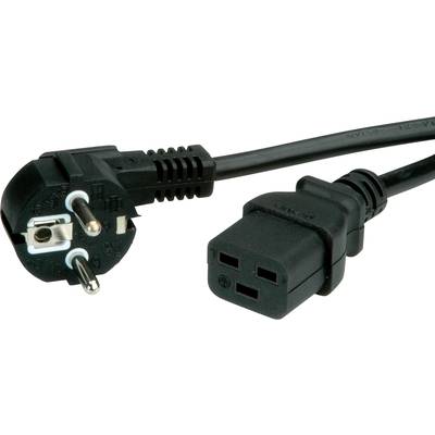 Schwarzes Netzkabel mit europäischem Stecker und Kaltgerätebuchse, geeignet für Computer und andere elektronische Geräte.