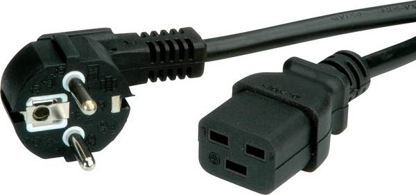 VALUE Netzkabel Schutzkontakt CEE7/7 - IEC320-C19, 16A, schwarz, 2 m