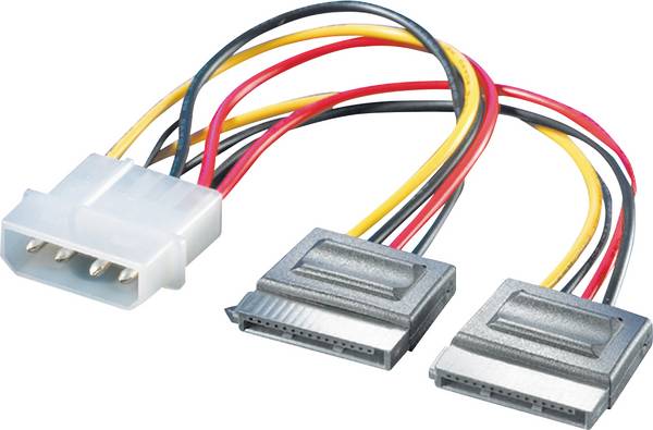 ROLINE Y-Adapterkabel 4 pol. HDD / 2x SATA, 0,12 m