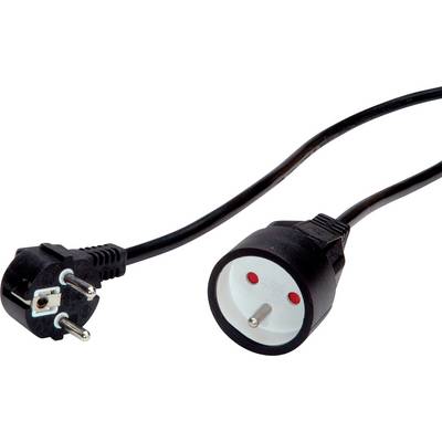 Stromadapterkabel mit Steckdose und Stecker, geeignet für Geräte mit unterschiedlichem Steckerformat in Europa.
