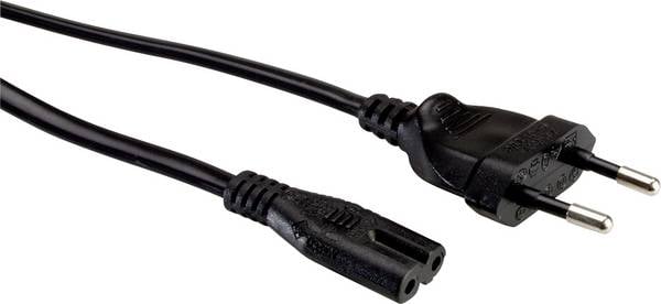 VALUE Netzkabel Euro-Flachstecker auf C7, 2polig, schwarz, 3 m
