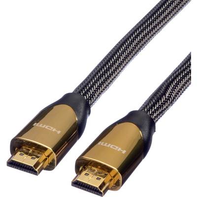 Zwei HDMI-Kabel mit goldfarbenen Steckern und geflochtenen Kabelmänteln.