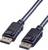 Ein schwarzes DisplayPort-Kabel mit zwei Stecker.
