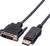'DVI-zu-DisplayPort-Kabel: Schwarzes Kabel mit rechteckigen Anschlüssen, zum Verbinden von Video-/Grafikkarten mit Monitoren.'