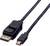 DisplayPort-zu-Mini-DisplayPort-Kabel zeigt zwei schwarze Stecker an den Enden eines Kabels.