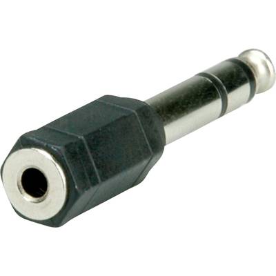 Ein Adapter mit einer Buchse für 3,5-mm-Klinkenstecker und einem Stecker für 6,3-mm-Klinkenbuchsen.