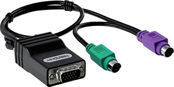 TrendNet TK-CAT5P VGA Adapter [2x PS/2-Stecker - 1x VGA-Stecker, RJ45-Buchse 8p8c] Schwarz  0.40 m