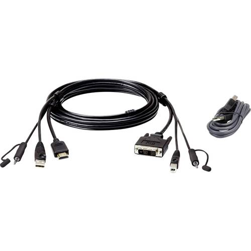 ATEN KVM Anschlusskabel [1x HDMI-Stecker, USB 2.0 Stecker A, Klinkenstecker 3.5 mm - 1x DVI-D Stecker, USB 2.0 Buchse B,...