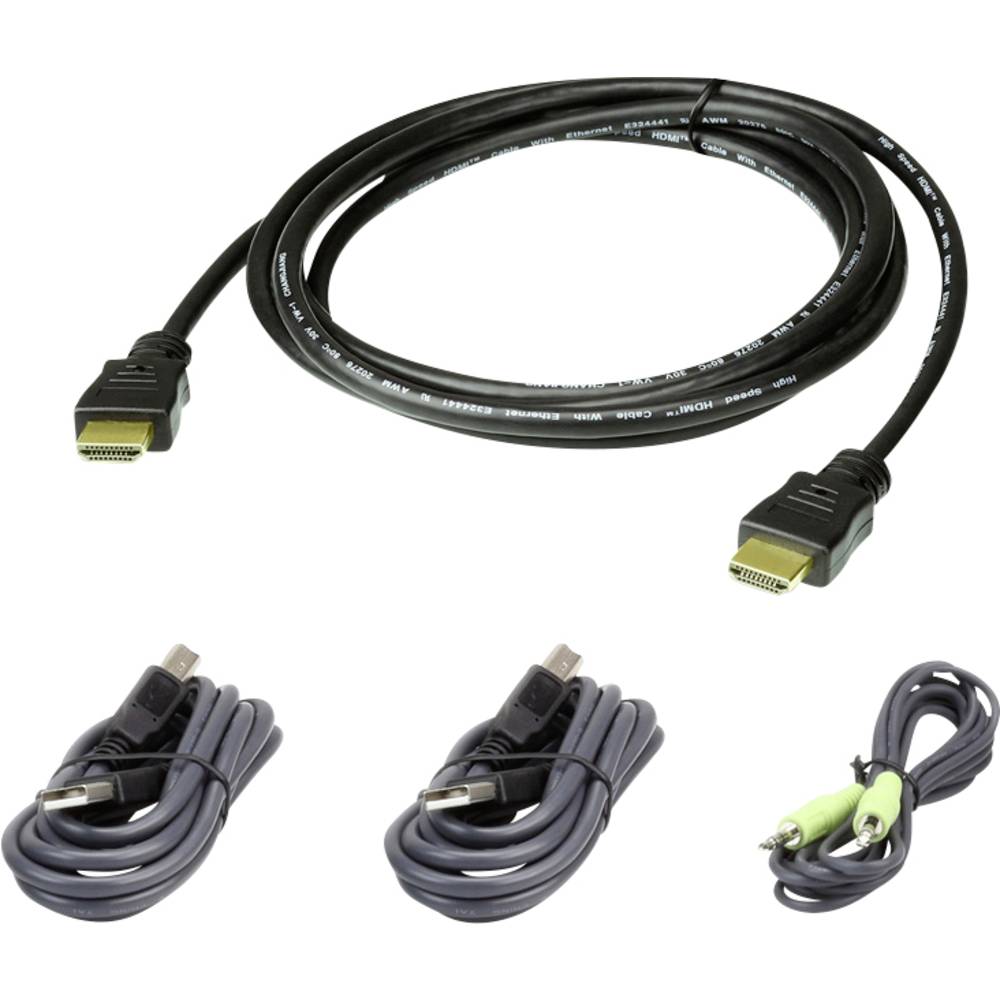 Aten 2L-7D02UHX4 toetsenbord-video-muis (kvm) kabel 1,8 m Zwart