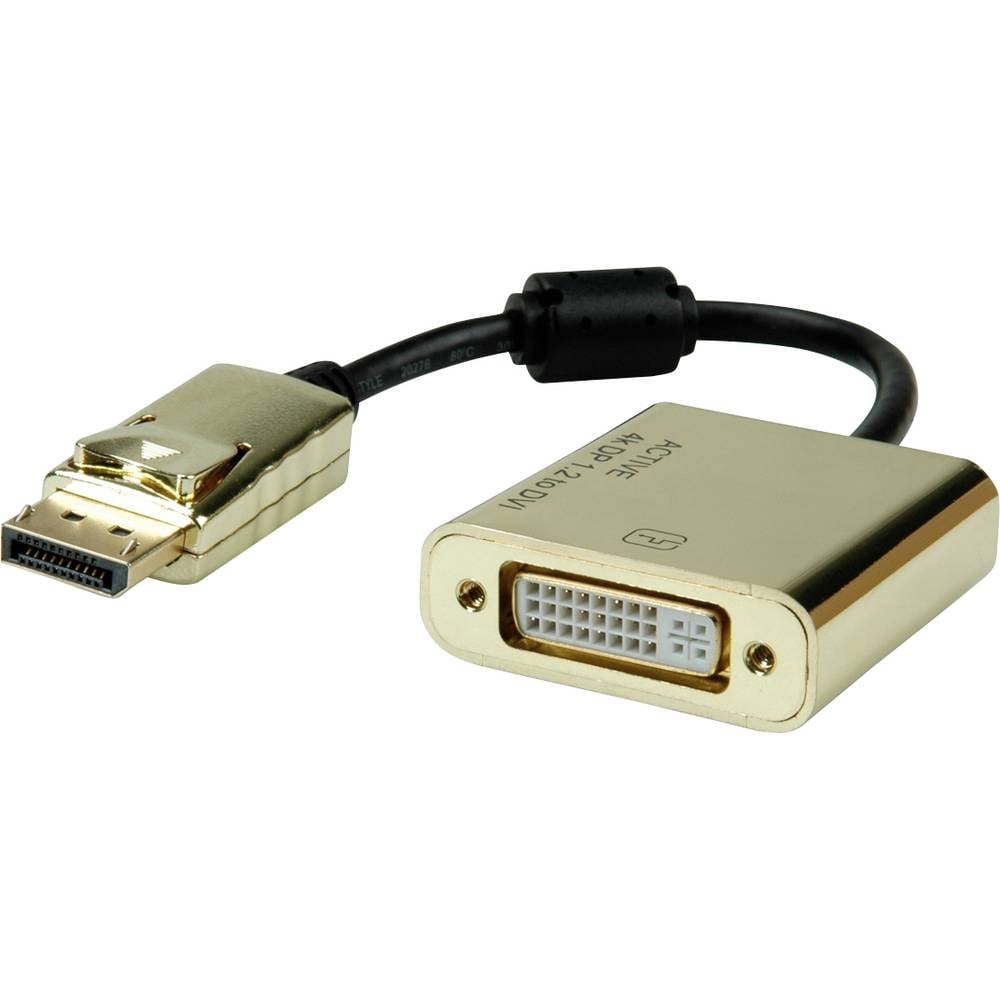 Roline DisplayPort Aansluitkabel 0.15 m 12.03.3175 Zwart-goud [1x DisplayPort stekker 1x DVI-bus 24+