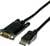 Ein schwarzes VGA-zu-DisplayPort-Kabel mit goldfarbenen Anschlüssen für die Verbindung von Monitoren oder Geräten.