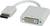 Ein weißer DisplayPort-zu-DVI-Adapter mit Stecker und Buchse, verwendet zur Verbindung von Computern mit Monitoren oder Projektoren.