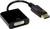 Ein schwarzes DisplayPort-zu-DVI-Adapterkabel, das digitale Videosignale zwischen Geräten umwandelt und überträgt.
