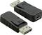 Ein schwarzer DisplayPort-Adapter mit Metallstecker und USB-Anschluss, zur Verbindung von Geräten mit unterschiedlichen Schnittstellen.