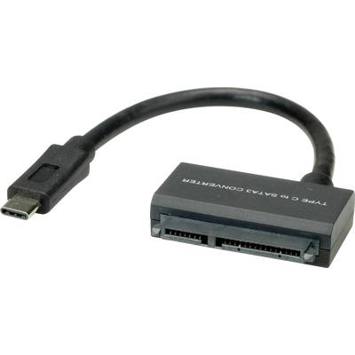 Kabeladapter mit USB-C-Stecker und SATA-Buchse, ermöglicht den Anschluss von SATA-Laufwerken an Geräte mit USB-C-Anschluss.