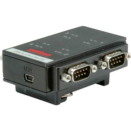 ROLINE USB 2.0 nach RS232 Adapter für DIN Hutschiene, 4 Port