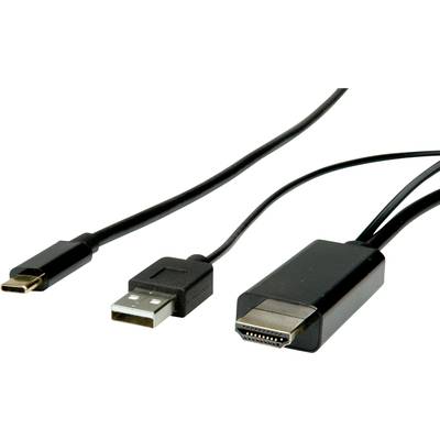 Roline USB-C™ / HDMI Adapterkabel USB-C™ Stecker, HDMI-A Stecker 2.00 m Schwarz 11.04.5956  USB-C™-Displaykabel
