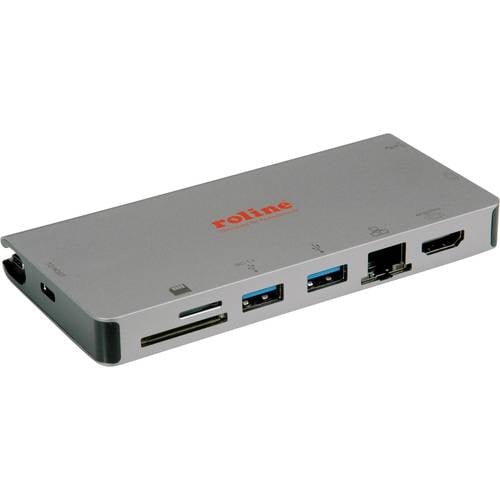 ROLINE USB Typ C Dockingstation, HDMI 4K, VGA, 2x USB 3.2 Gen 1, LAN, PD, Cardreader
