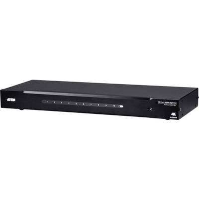 Ein schwarzer HDMI-Splitter mit mehreren Anschlussmöglichkeiten auf der Vorderseite, geeignet für High-Definition-Videoverteilung.