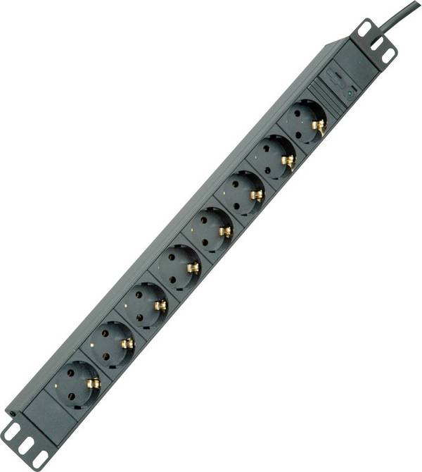 ROLINE 19-Zoll Steckdosenleiste 8fach, C14-Stecker, schwarz, 2 m