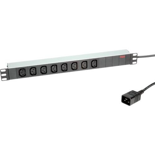 Thumbnail - ROLINE 19-Steckdosenleiste 8fach C13 + C20-Stecker, Aluminium, 2 m