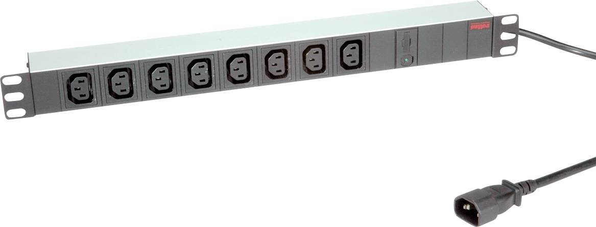 ROLINE 19-Zoll-Steckdosenleiste 8-fach C13 + C14-Stecker, 10A, silberfarben, 2 m