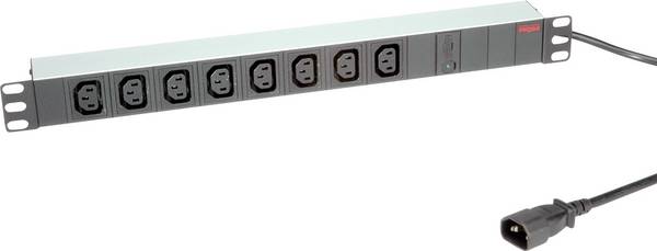 ROLINE 19-Zoll-Steckdosenleiste 8-fach C13 + C14-Stecker, 10A, silberfarben, 2 m
