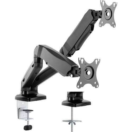 Thumbnail - VALUE Dual LCD-Arm, Tischmontage, Gasfeder, 5 Gelenke, 12-27 Zoll, bis 2x 6,5 kg, schwarz