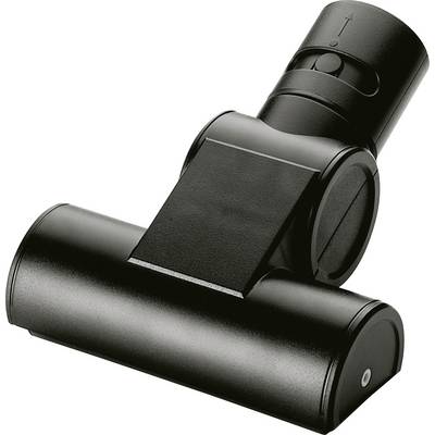 Schwarze Staubsauger-Turbodüse mit zylindrischem Bürstenkopf und Luftsteuerungsklappe, zur effektiven Entfernung von Tierhaaren.