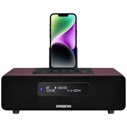 Sangean DDR-38 Tischradio DAB+, DAB, UKW Apple-Dock, AUX, Bluetooth® Akku-Ladefunktion, Inkl. Fernbedienung, Weckfunktio...