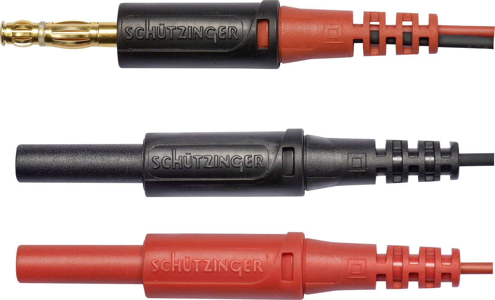 Schützinger Adapterleitung Stecker 4 mm Stecker 4 mm 10.00 cm Schwarz/Rot 1 St.
