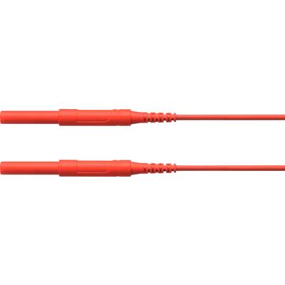 Zwei rote Kabel mit Steckverbindern an beiden Enden, parallel angeordnet. Hauptsächlich zum Anschluss elektronischer Geräte verwendet.