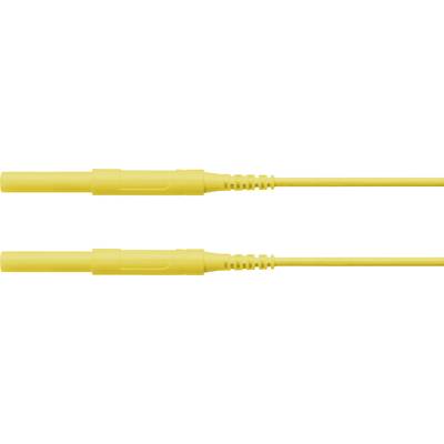 Zwei gelbe Messleitungen mit geradem Stecker, in paralleler Anordnung, geeignet für unterschiedliche elektrische Anwendungen.