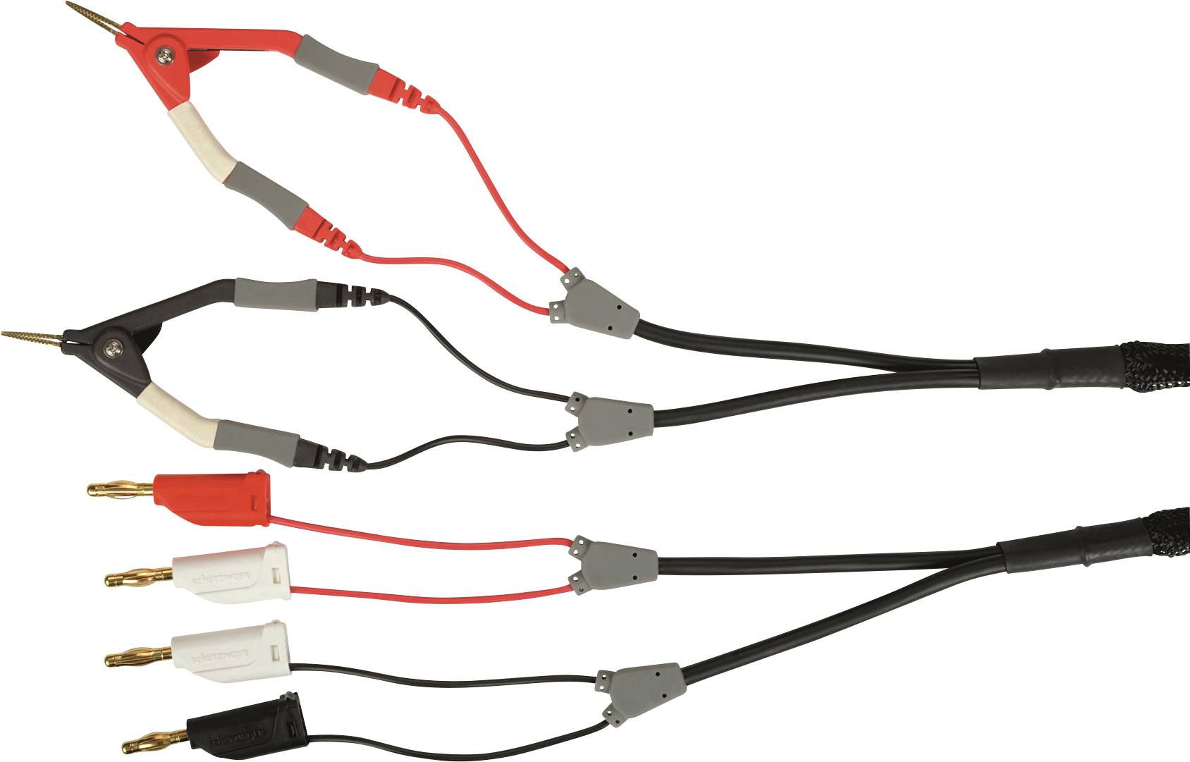 Schützinger Messleitung Stecker 4 mm Kelvin-Klemme 70.00 cm Schwarz, Rot, Weiß 1 St.