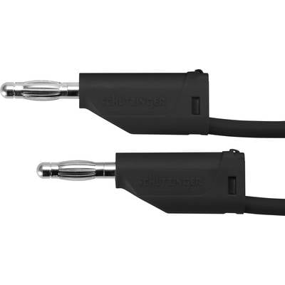 Zwei schwarze Audiokabel mit silbernen Steckern von SchutZinger. Sie sind symmetrisch angeordnet und dienen zum Anschluss von Audiogeräten.