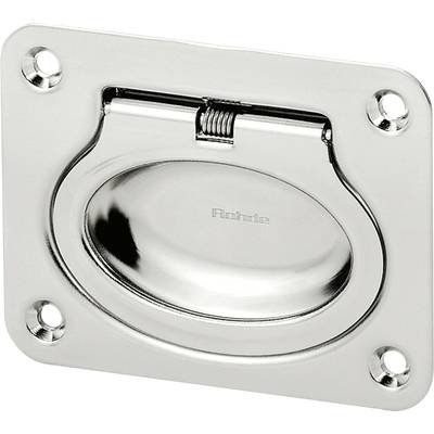 Rechteckiger versenkbarer Griff aus glänzendem Metall, geeignet für Möbel oder Schubladen.
