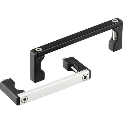 Zwei metallische Türgriffe, einer schwarz und einer silbern, liegen nebeneinander.