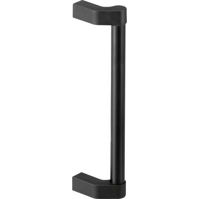 Schwarzer Türgriff in L-Form mit abgerundeten Ecken. Geeignet für moderne Türen, wirkt stabil und ergonomisch.