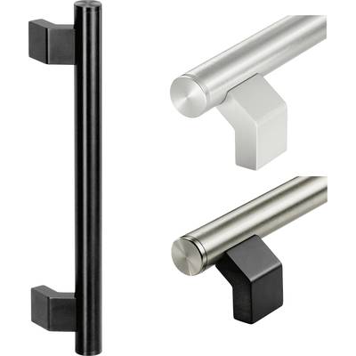 Schwarzer, silberner und grauer Türgriff gezeigt. Unterschiedliche Designs und Farben für Türbeschläge.
