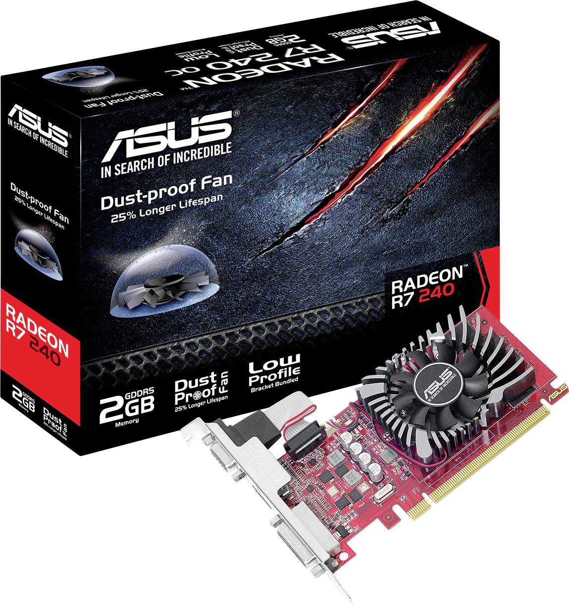 ASUS R7240-2GD5-L - Grafikkarten - Radeon R7 240 - 2 GB GDDR5 - PCIe 3.0 Low-Profile - DVI, D-Sub, HDMI-0