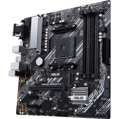 Hauptplatine ASUS PRIME B450M-A mit mehreren Anschlussmöglichkeiten und modernem Design für leistungsstarke Computeranwendungen.