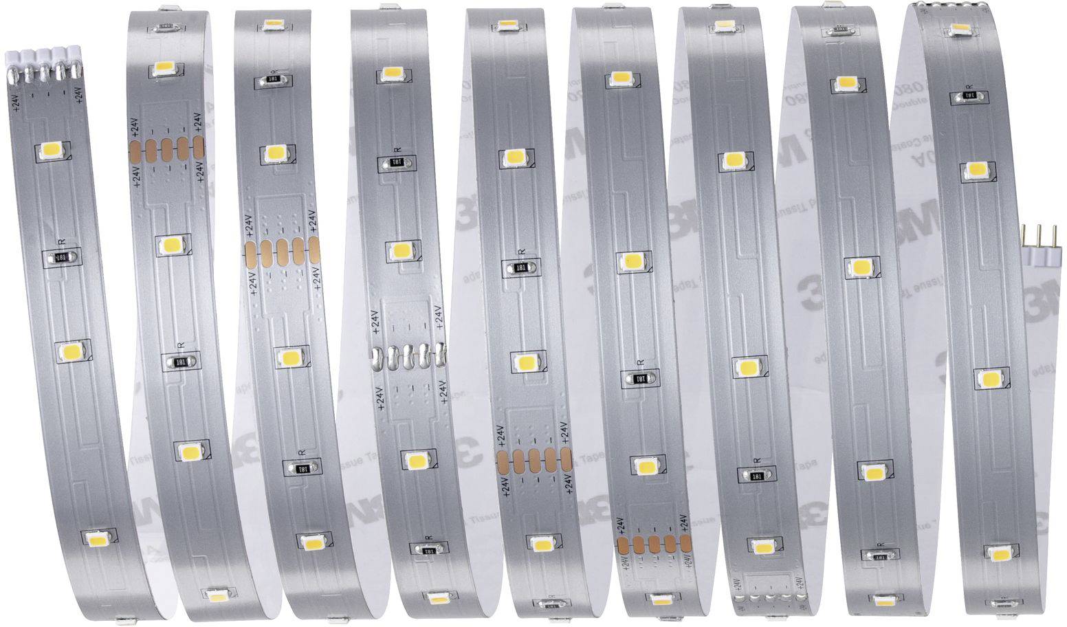 LED-Lichtstreifen mit mehreren kleinen, gleichmäßig verteilten Leuchtdioden, geeignet für flexible Beleuchtungsanwendungen.