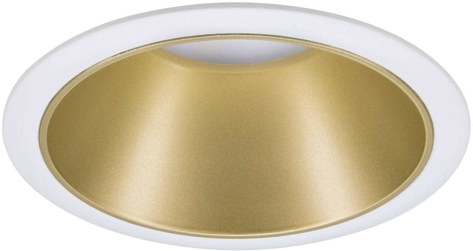Einbauleuchte mit weißem Rahmen und goldener Innenfläche, geeignet für moderne Innenbeleuchtung.