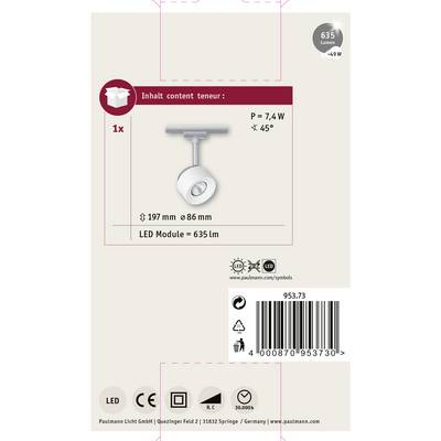 Produktverpackung: Deckenleuchte mit LED-Modul, 7,4 W, 197 mm Länge, 86 mm Durchmesser, 635 Lumen, 49 W Vergleichswert.