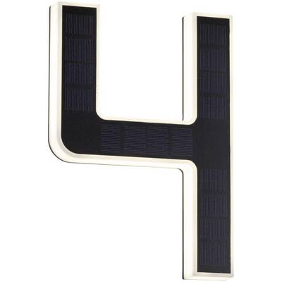 Große Hausnummer '4' in modernem Design, schwarz mit beleuchtetem Rand, wahrscheinlich für den Außenbereich geeignet.