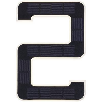 Die Zahl "2" aus schwarzen Solarpaneelen für dezentrale Energie an Stellen wie Balkonen, wo keine größere Module installiert werden können.