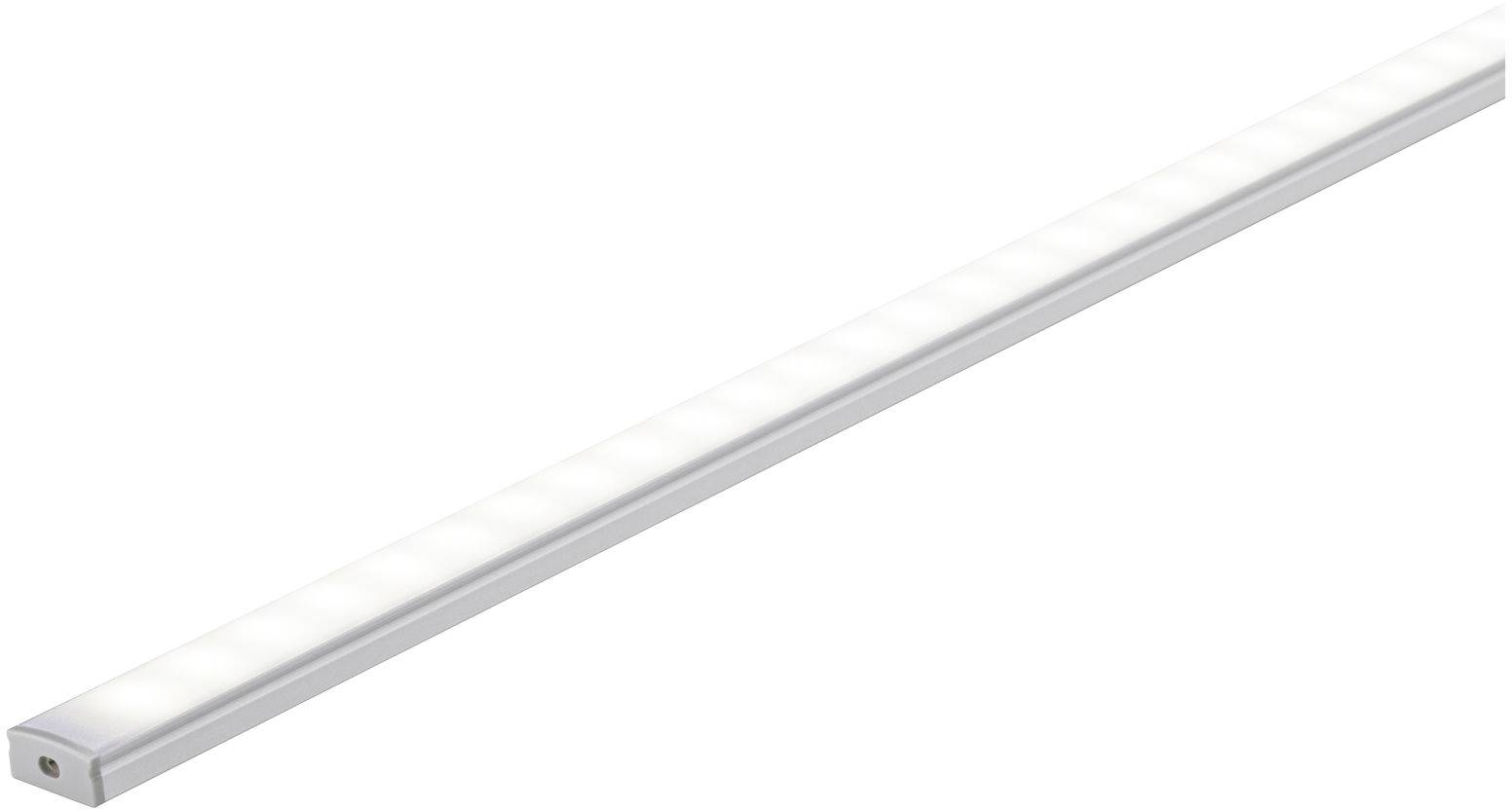 Langes, schmales LED-Licht mit metallischem Gehäuse, geeignet für Unterbeleuchtung in modernen Wohn- oder Arbeitsbereichen.
