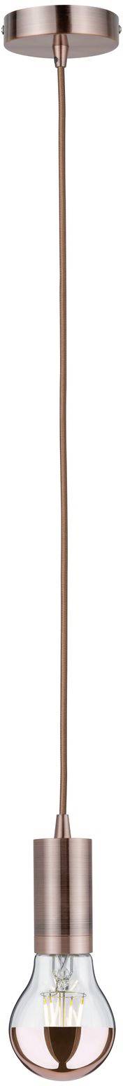 Hängelampe mit Kupferfinish und sichtbarer Glühbirne, industrielles Design. Ideal für modernes Raumambiente.