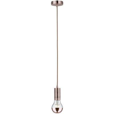 Hängelampe mit Kupferfinish und sichtbarer Glühbirne, industrielles Design. Ideal für modernes Raumambiente.